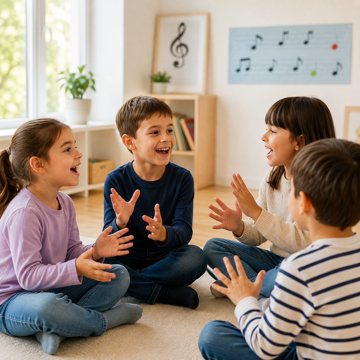 Bambini durante un corso di Alfabeto della musica